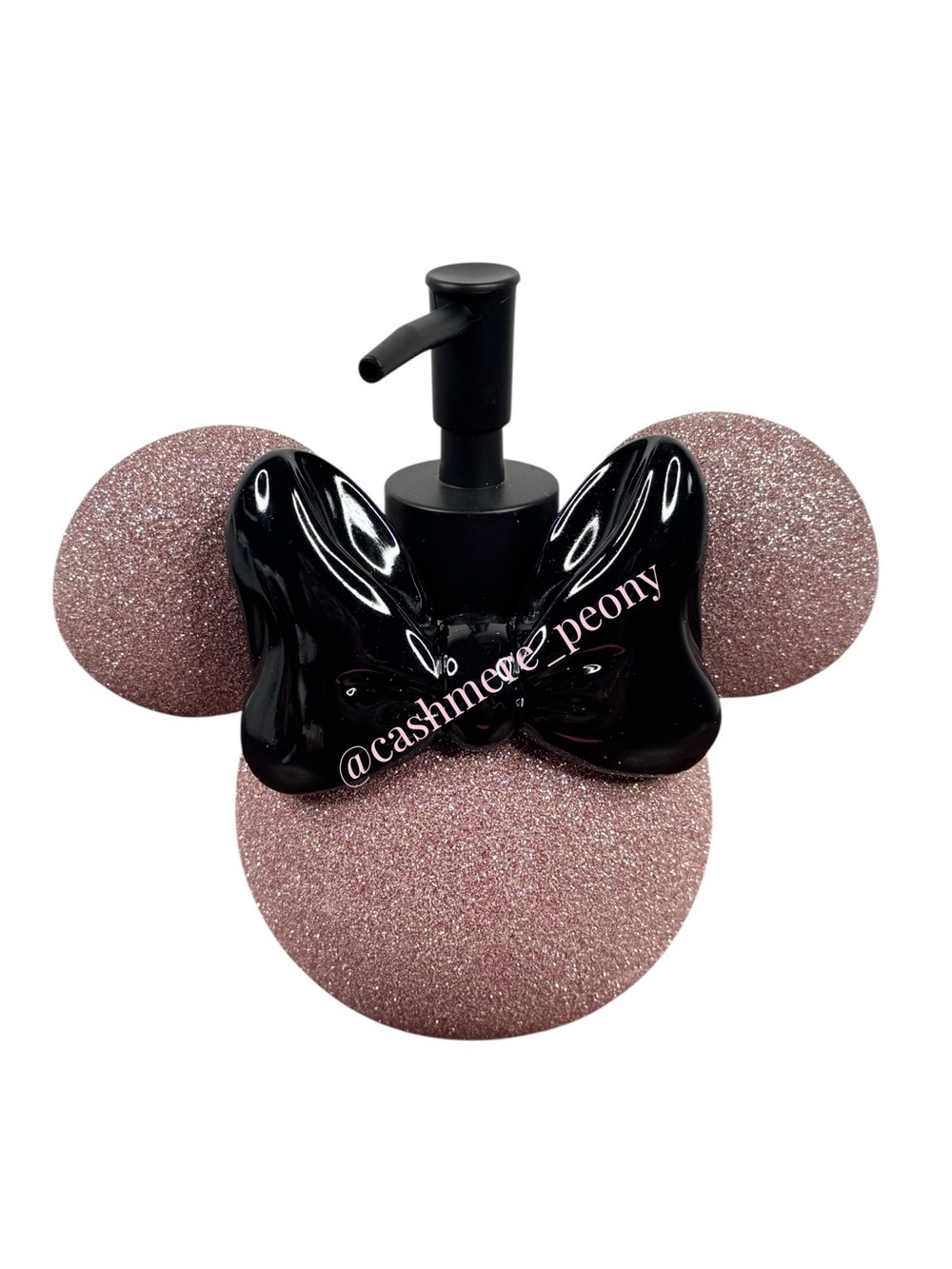 Disney Minnie Mouse Glitter Pink and Black Bow Soap or Lotion Pump Dispenser